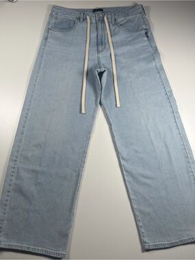 Silver Women’s Jeans Light Wash Straight-Leg Baggy Jeans with Drawstring W30/L30